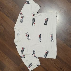 Tommy Hilfiger White Logo Short Sleeve Top Sz S